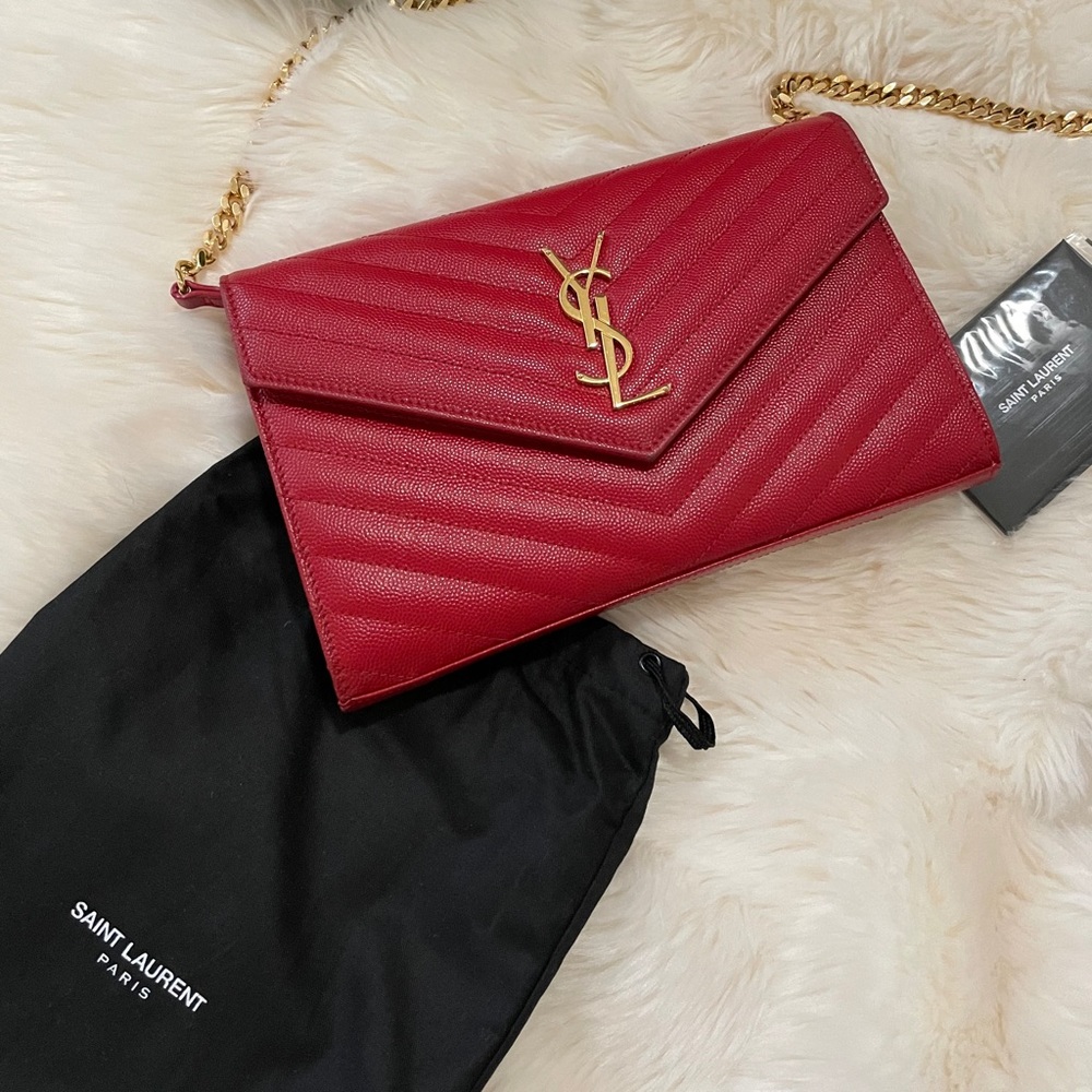 YSL Saint Laurent Red wallet on chain